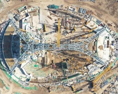 亚洲最大跨度！青岛西方伊甸园名目主场馆钢打算顺遂合拢