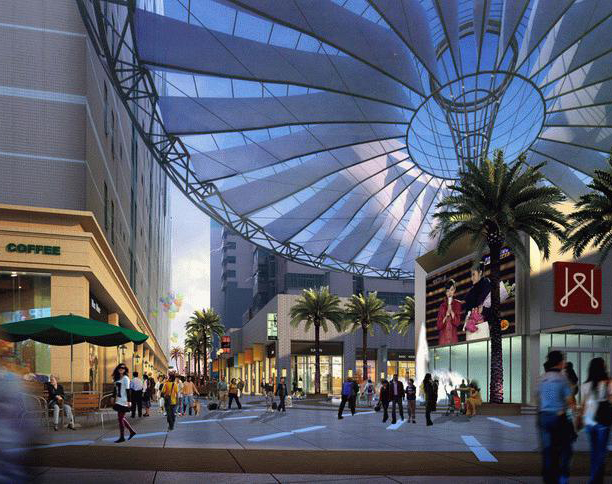 阛阓外面能利用膜布局修建吗？