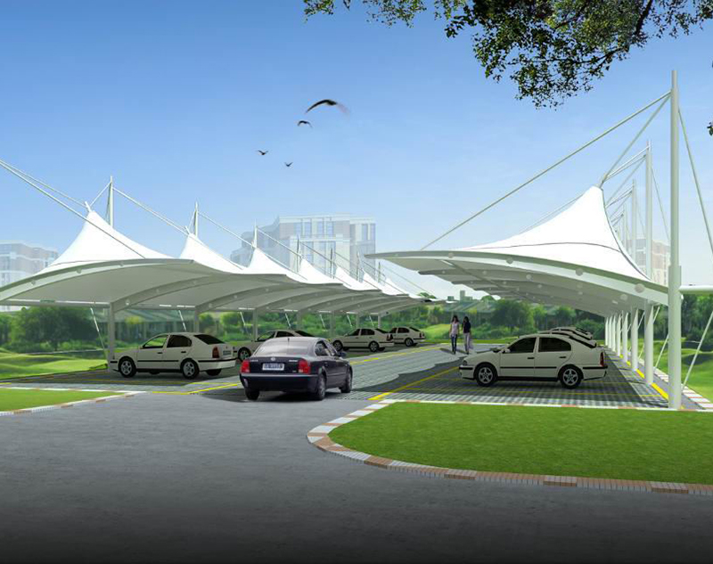 张拉膜自行车棚的整体布局设想