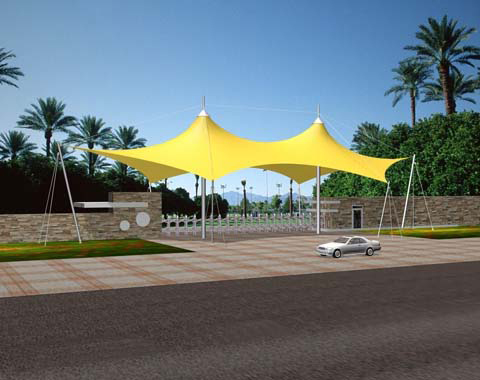 小区景观膜布局的吊装任务和构件毗连体例的操纵