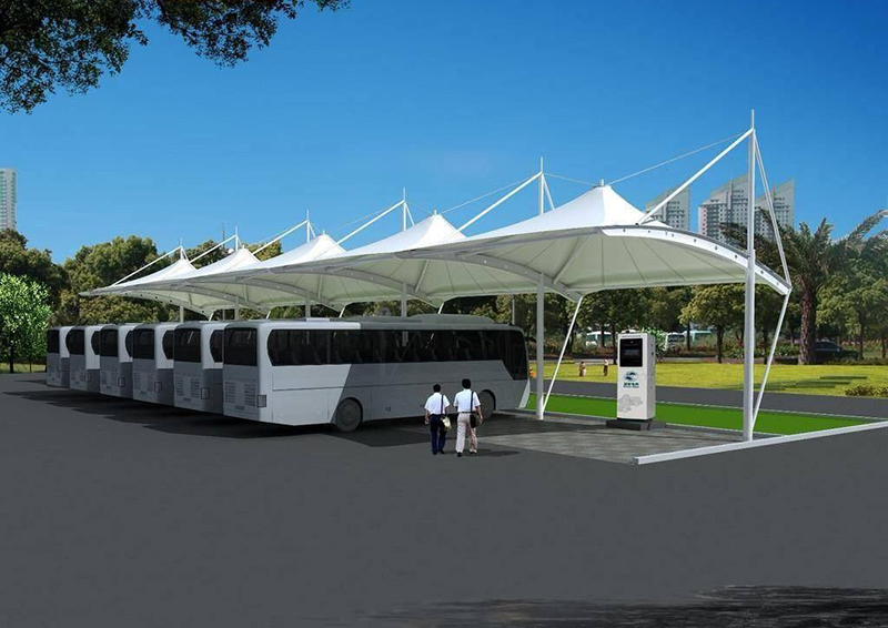 钢膜布局汽车棚自行车棚施工